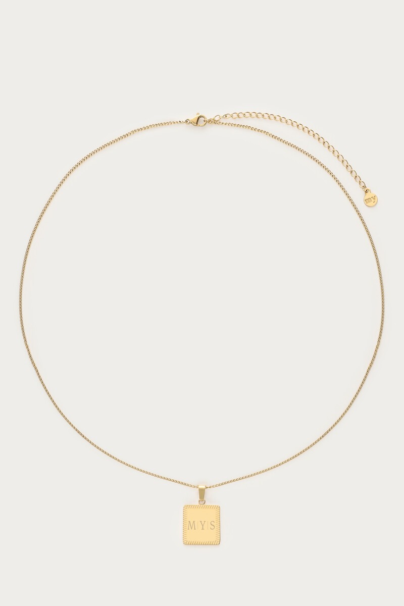 Engraved long necklace with square charm | My Jewellery
