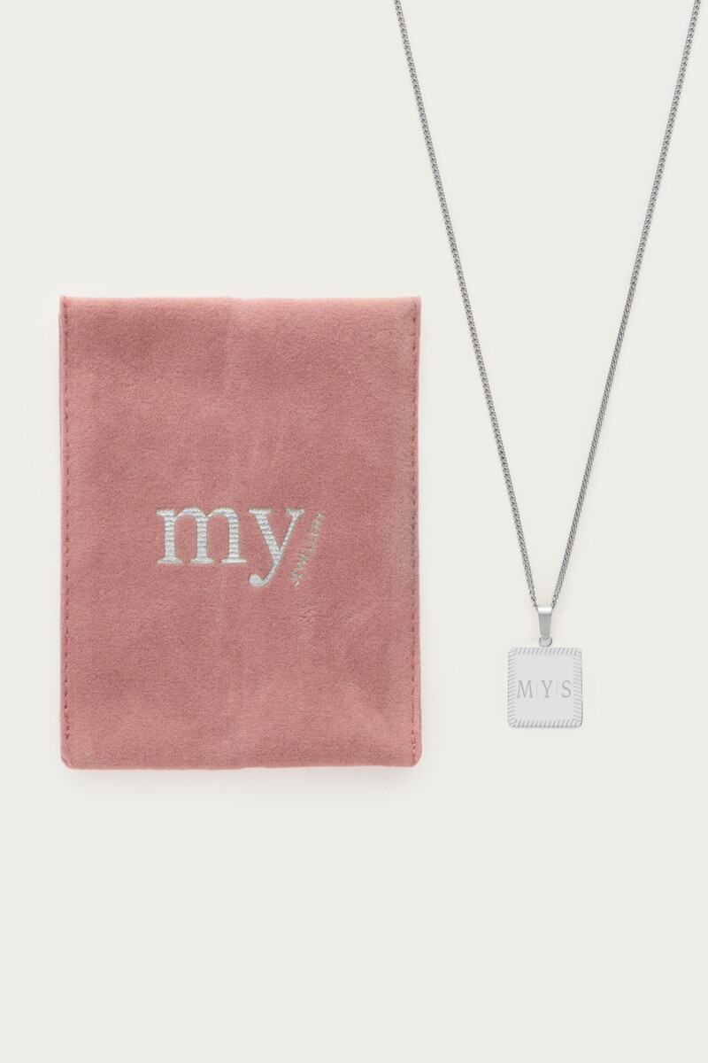 Engraved long necklace with square charm | My Jewellery
