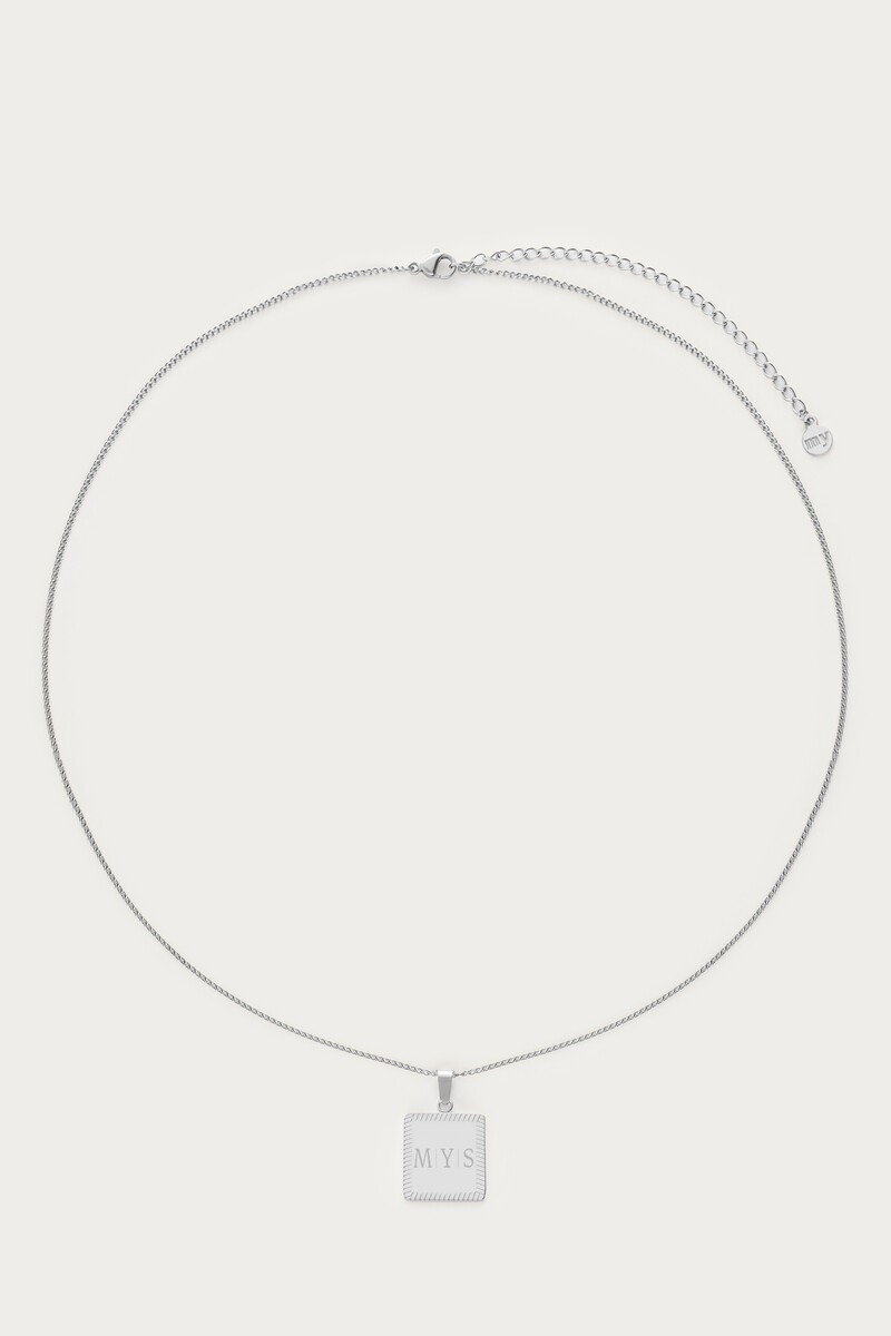 Engraved long necklace with square charm | My Jewellery