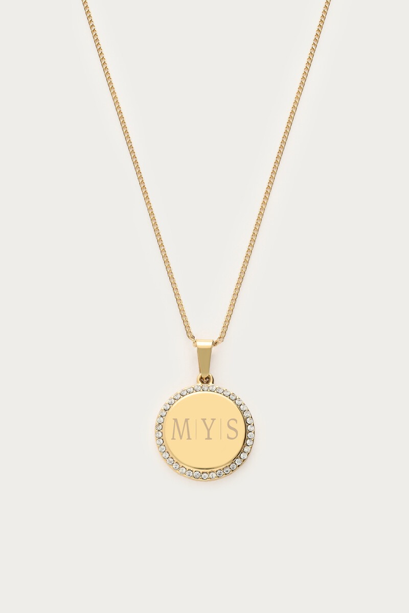 Atelier korte ketting met ronde strass bedel