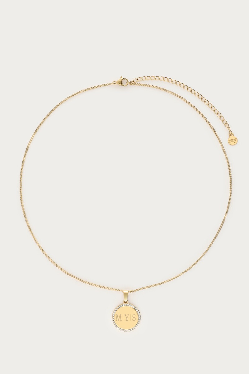 Atelier korte ketting met ronde strass bedel