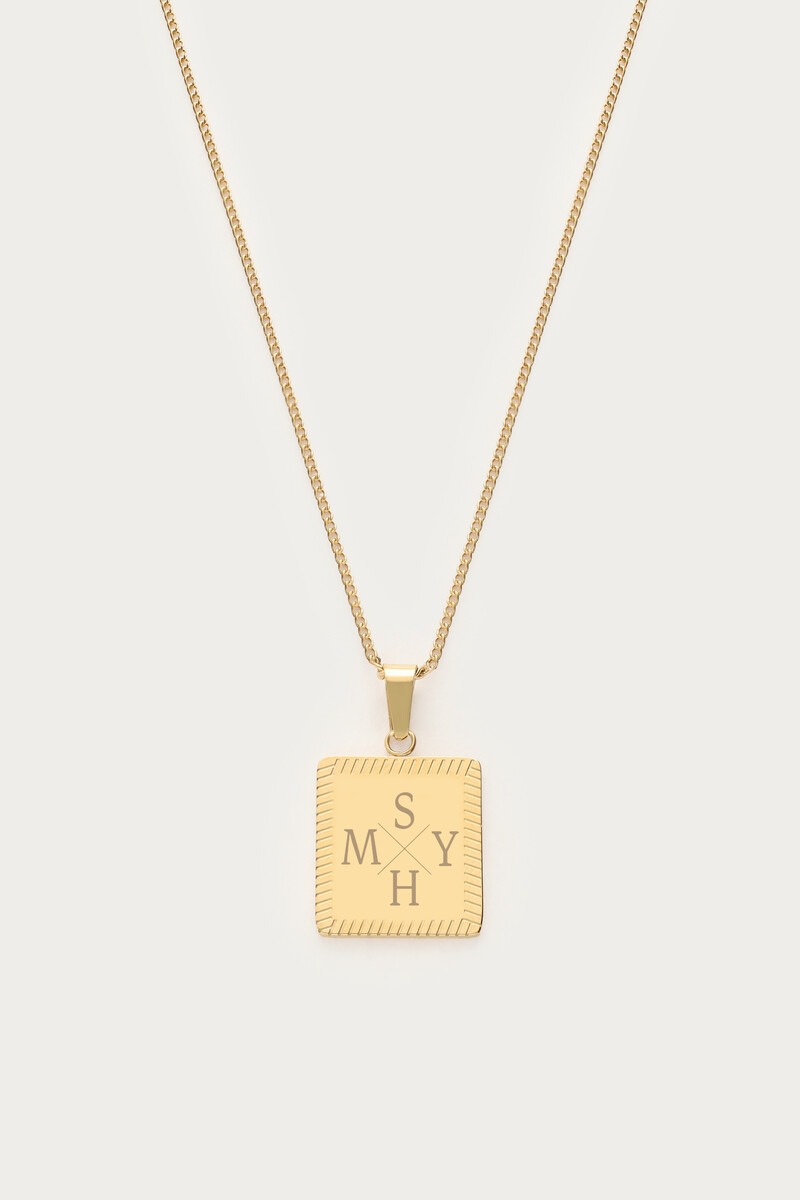 Atelier korte ketting met vierkante bedel