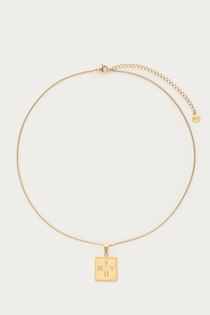 Engraved short necklace with square charm | My Jewellery