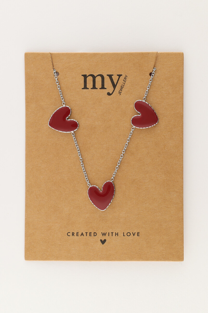 Delicate necklace with burgundy hearts | My Jewellery