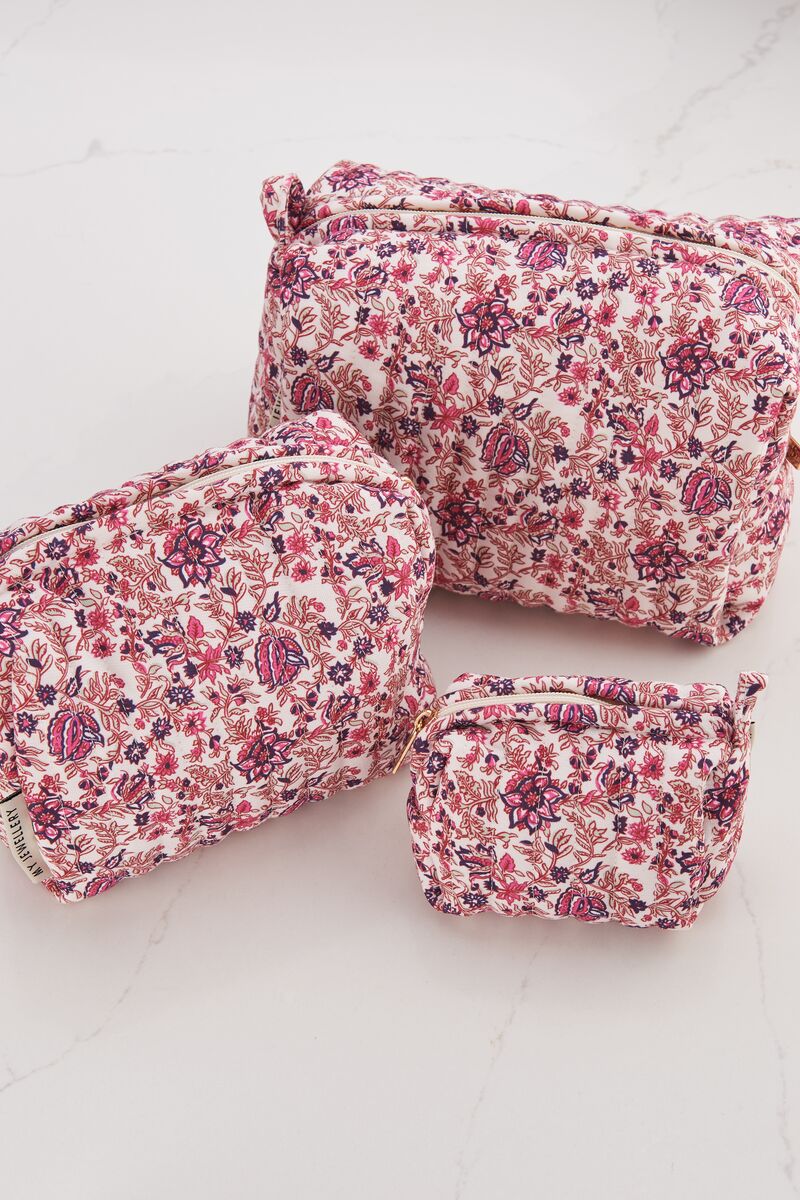 Multicoloured floral print toiletry bag set | My Jewellery