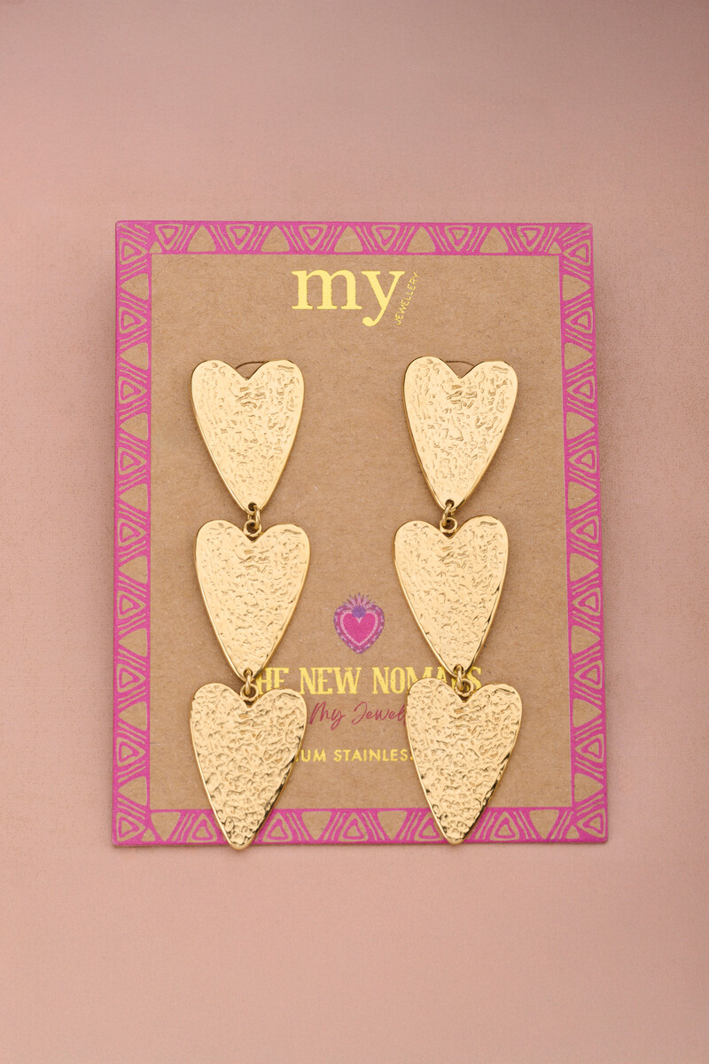 Nomads drop earrings three hearts | My Jewellery