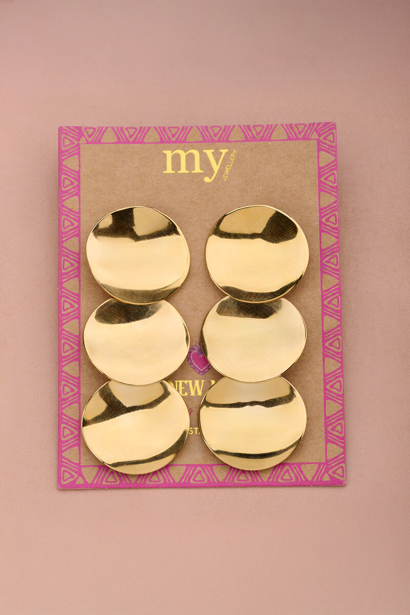Statement earrings three round buttons | My Jewellery