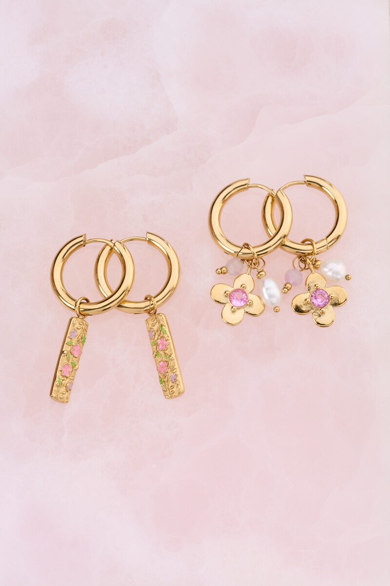 Botanical hoop earrings with flower charm | My Jewellery