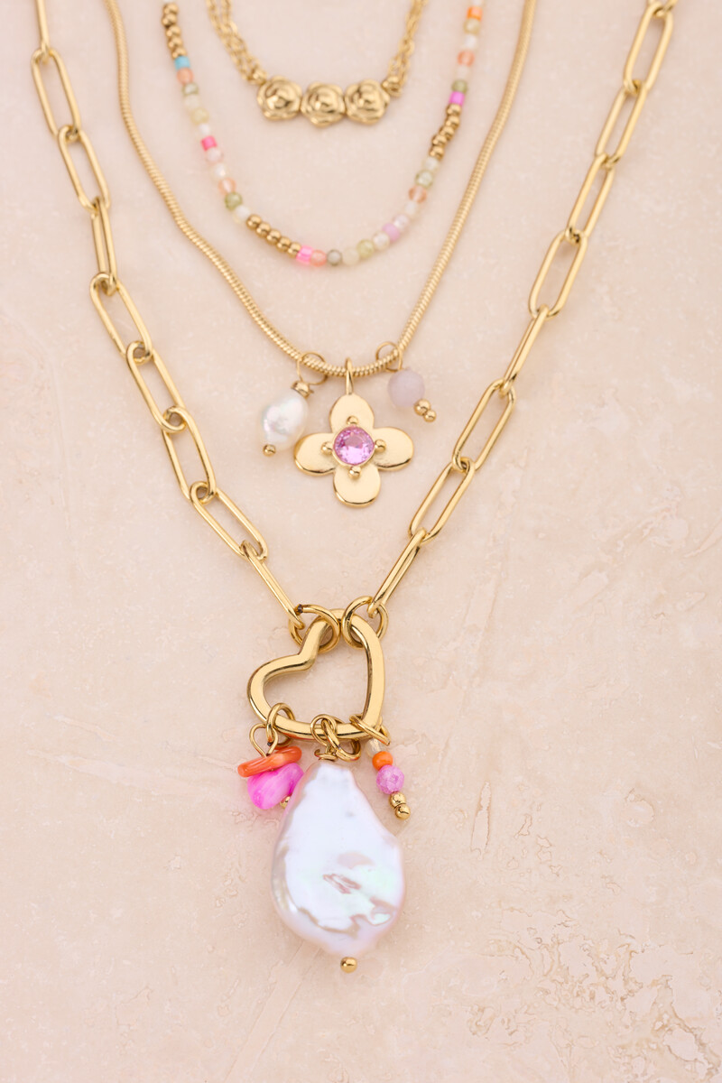 Botanical chain necklace with heart charm and beads | My Jewellery