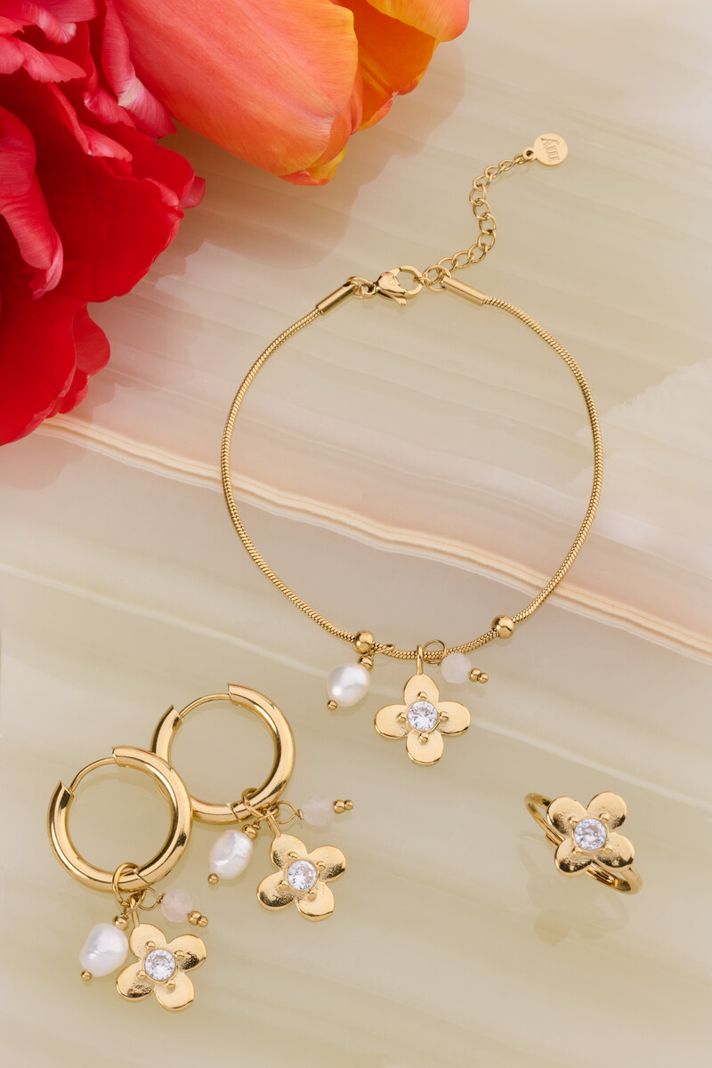 Botanical bracelet with flower and rhinestone | My Jewellery