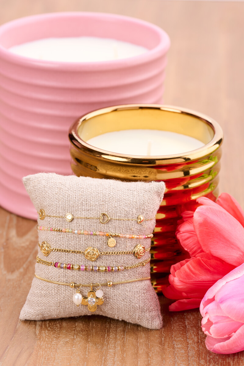 Botanical elastic bracelet with green beads | My Jewellery