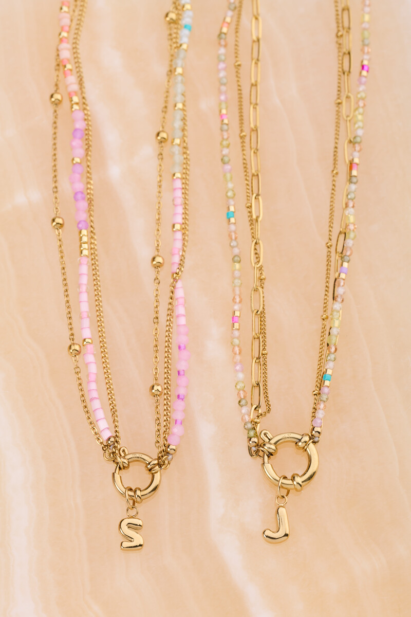 Botanical triple necklace with light green beads | My Jewellery