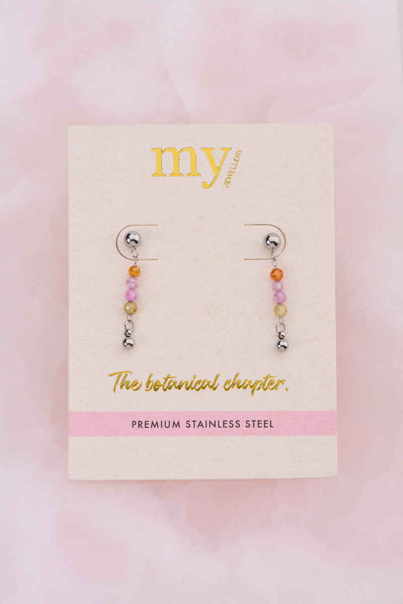 Botanical stud with mini multicoloured beads | My Jewellery