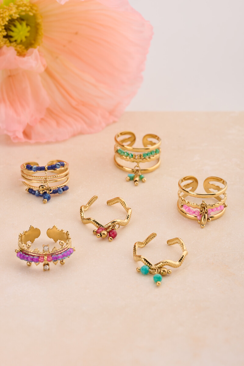 Statement ring with pink beads | My Jewellery