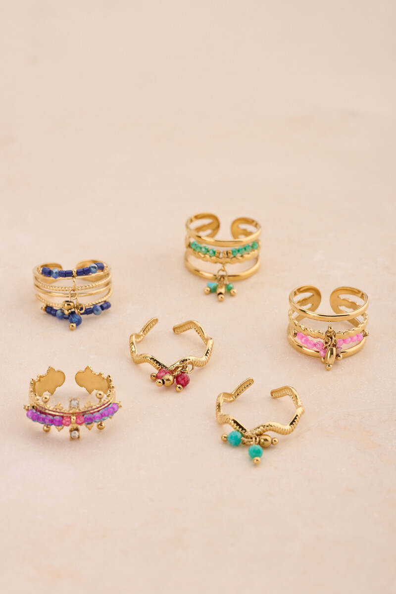 Statement ring with blue beads | My Jewellery