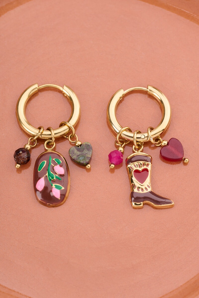Fortune hoop earrings with multicoloured charms | My Jewellery