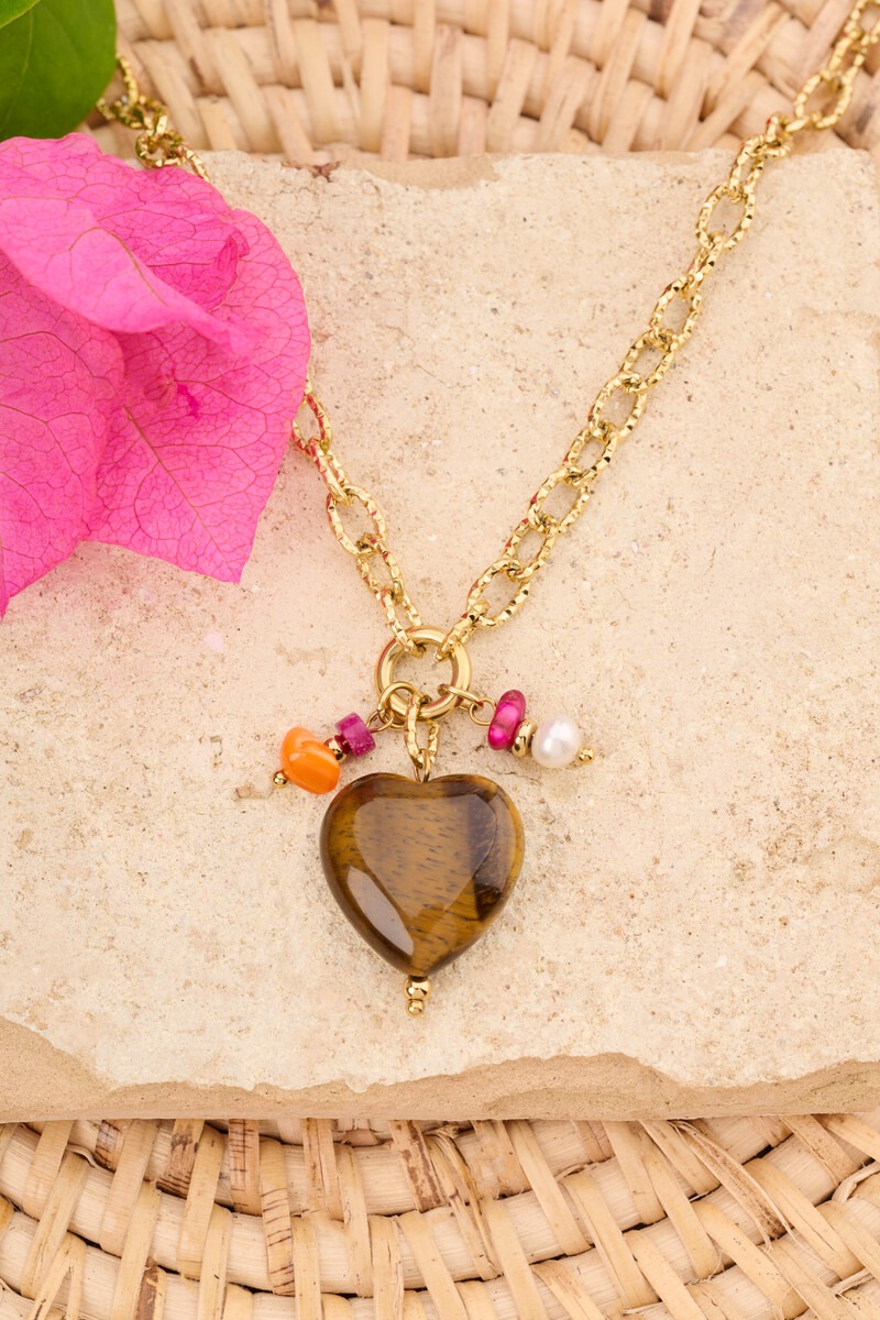 Sunrocks chain necklace with brown heart | My Jewellery
