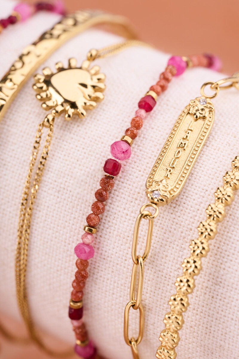 Fortune pink elastic mini beaded bracelet | My Jewellery