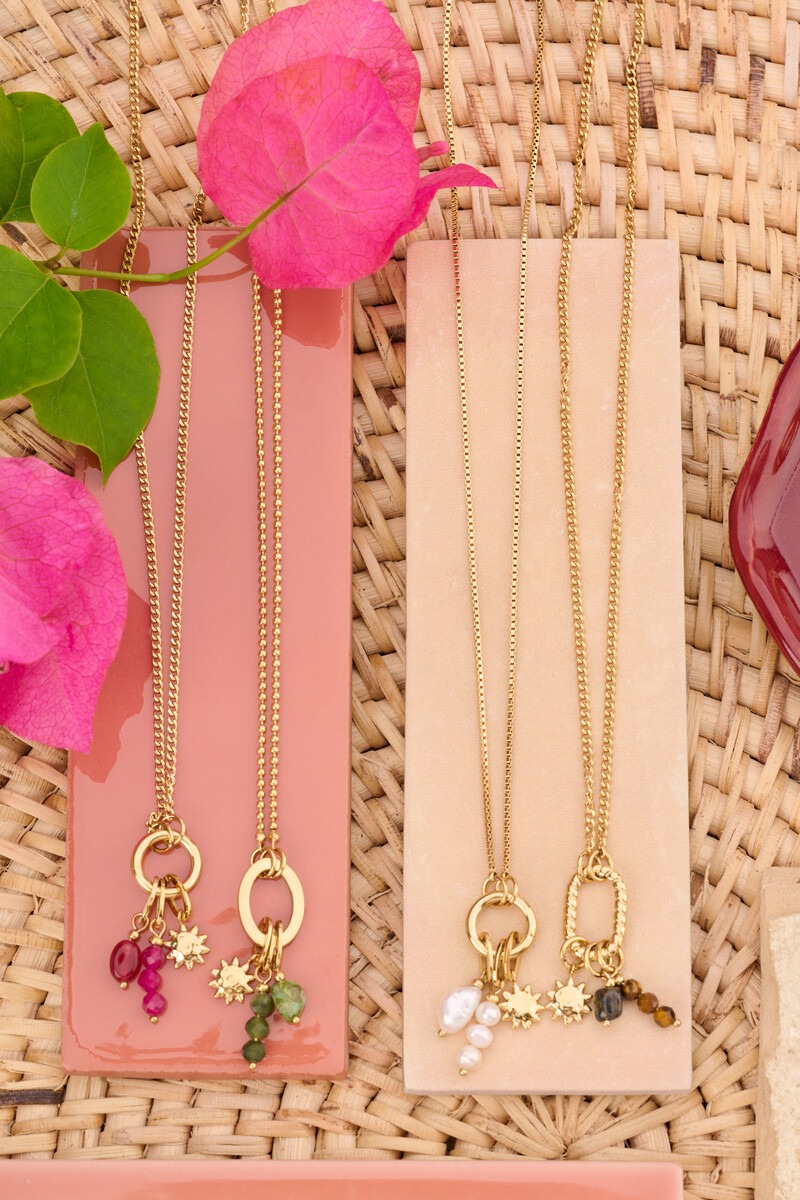 Sunrocks necklace with sun and green beads | My Jewellery