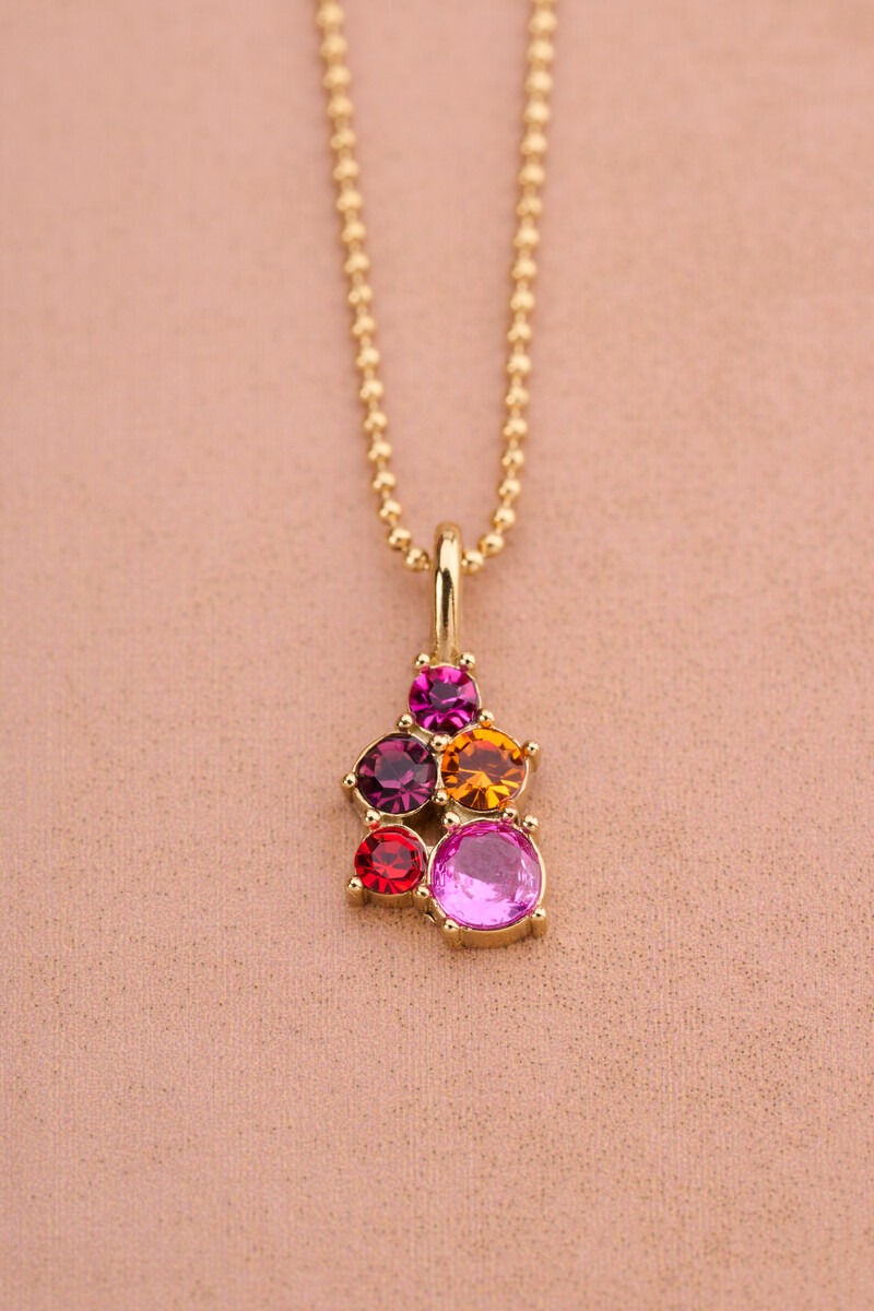 Fortune necklace with five multicoloured rhinestones | My Jewellery