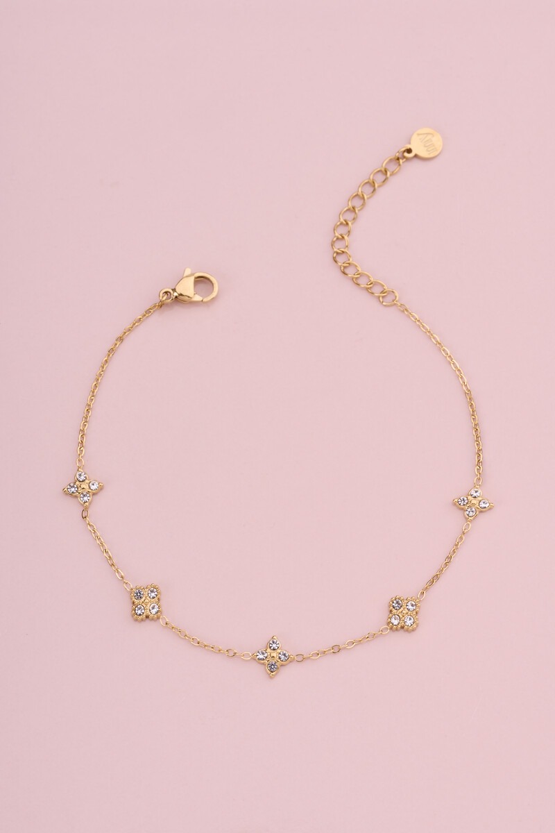 Midnight bracelet with five rhinestone clovers | My Jewellery