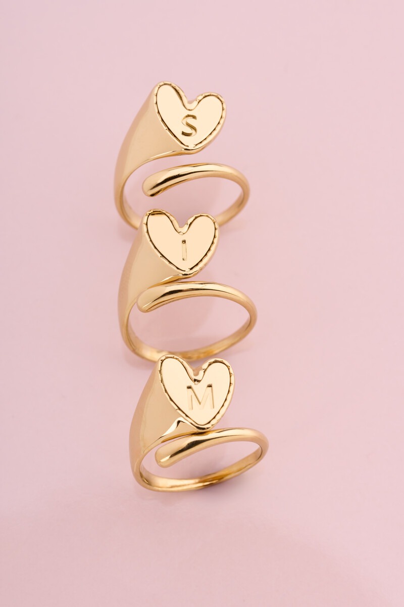 Initial ring with heart charm | My Jewellery