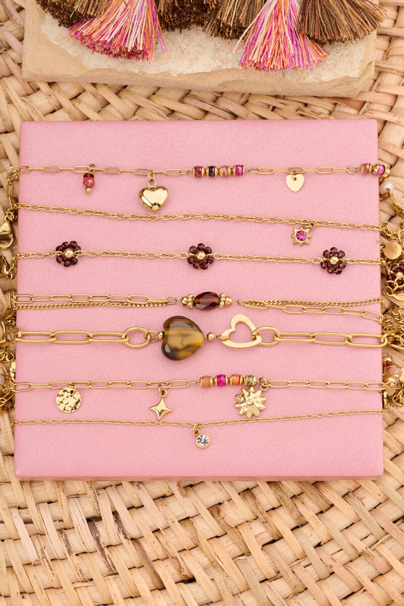Sunrocks double bracelet with multicoloured beads and sun charm | My Jewellery