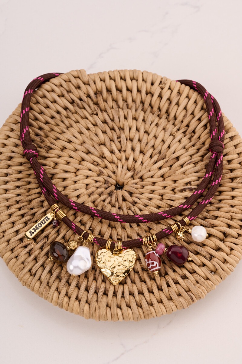 Sunrocks brown cord necklace with charms | My Jewellery