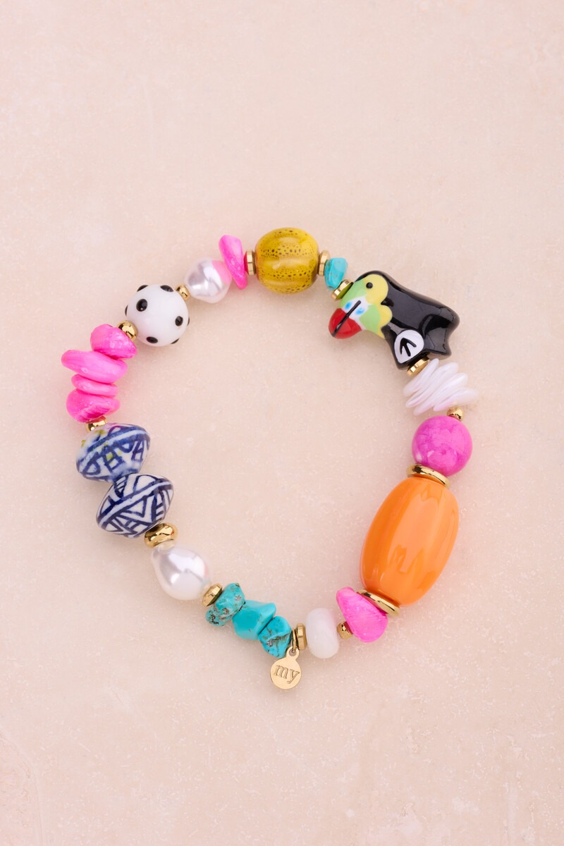 Tropical elastieken armband met toekan