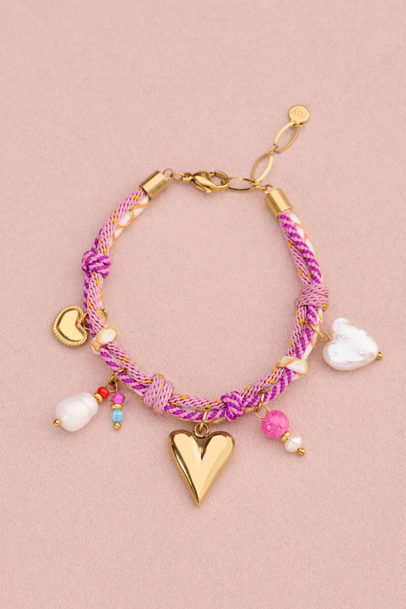 Lilac cord bracelet with charms | My Jewellery