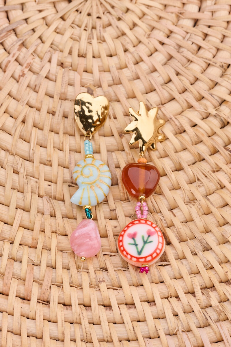 Multicoloured drop earrings with resin beads | My Jewellery