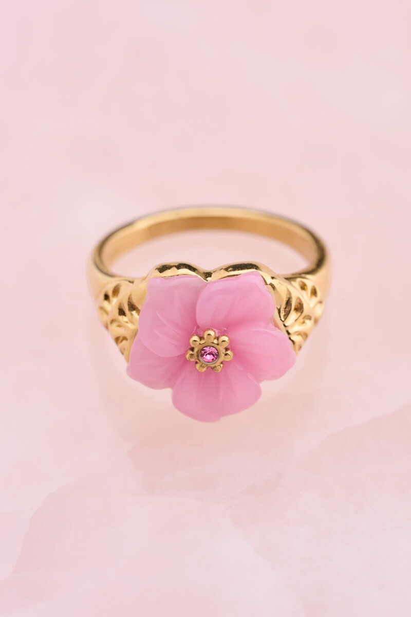 Ciao ring with pink resin flower | My Jewellery