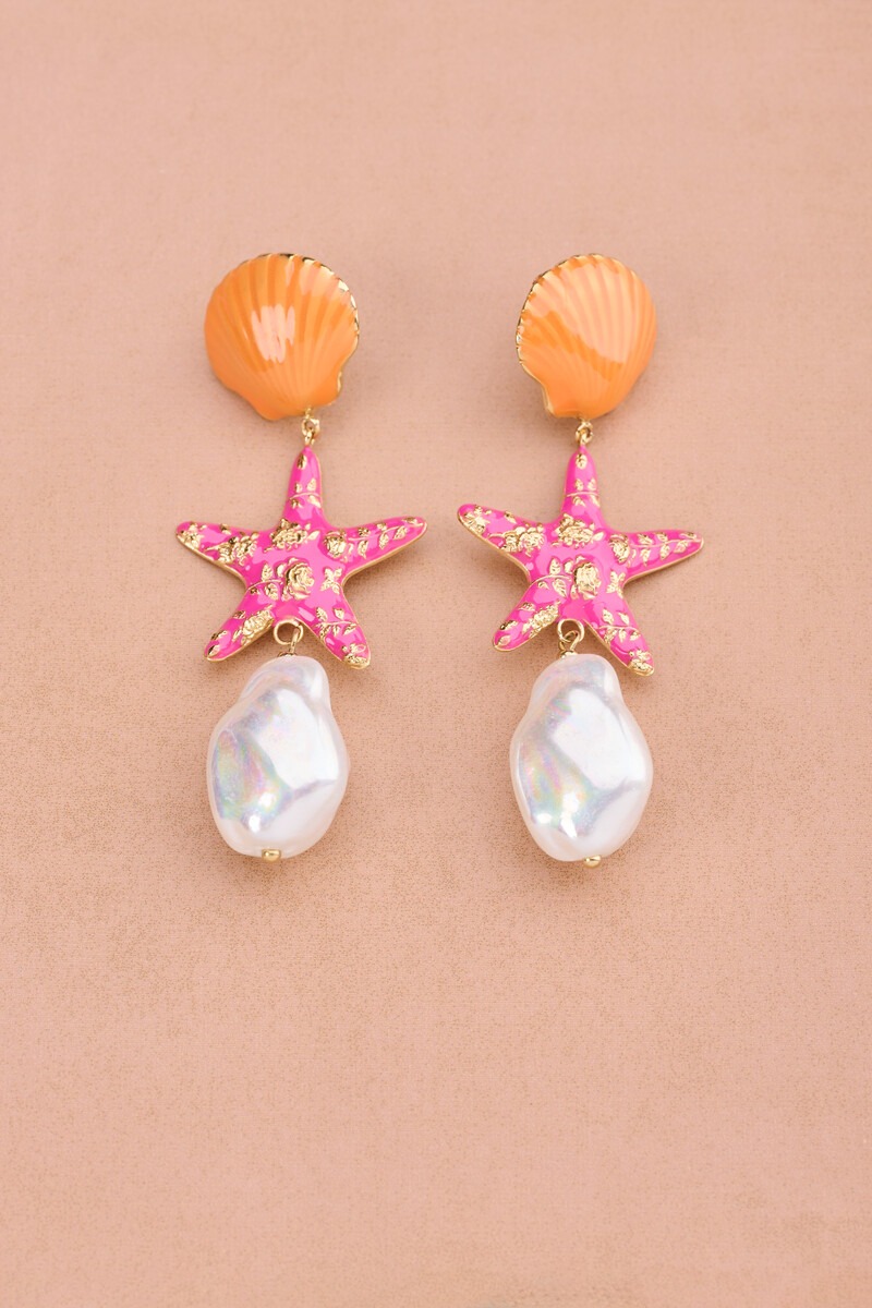 Ciao drop earrings with starfish and faux pearls | My Jewellery