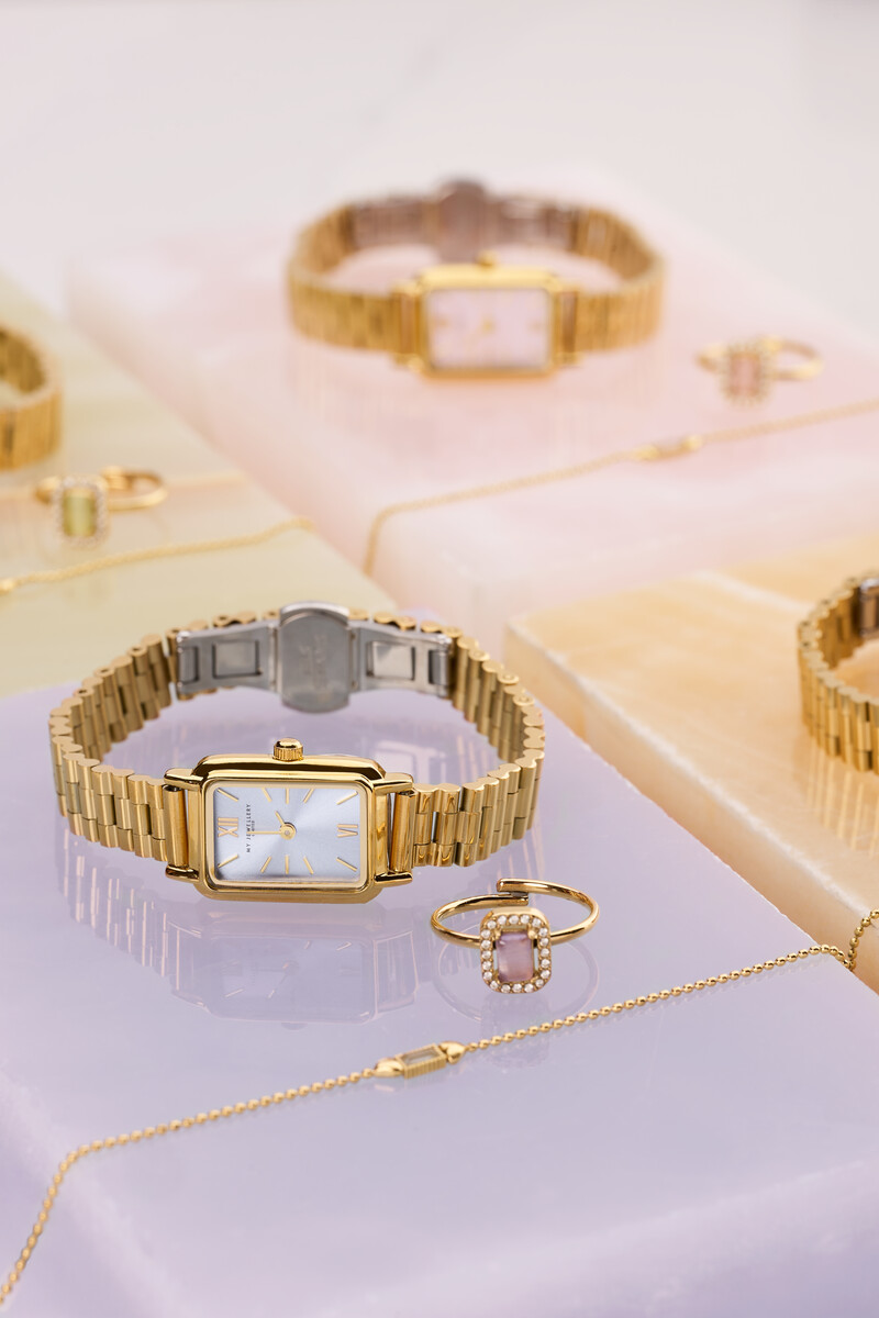 Square watch with light blue dial | My Jewellery