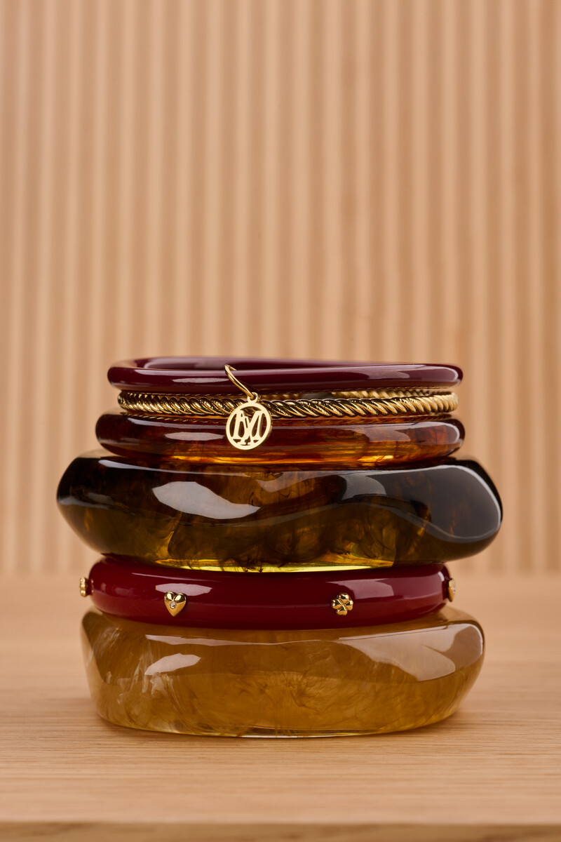 Burgundy resin bangle with studs | My Jewellery