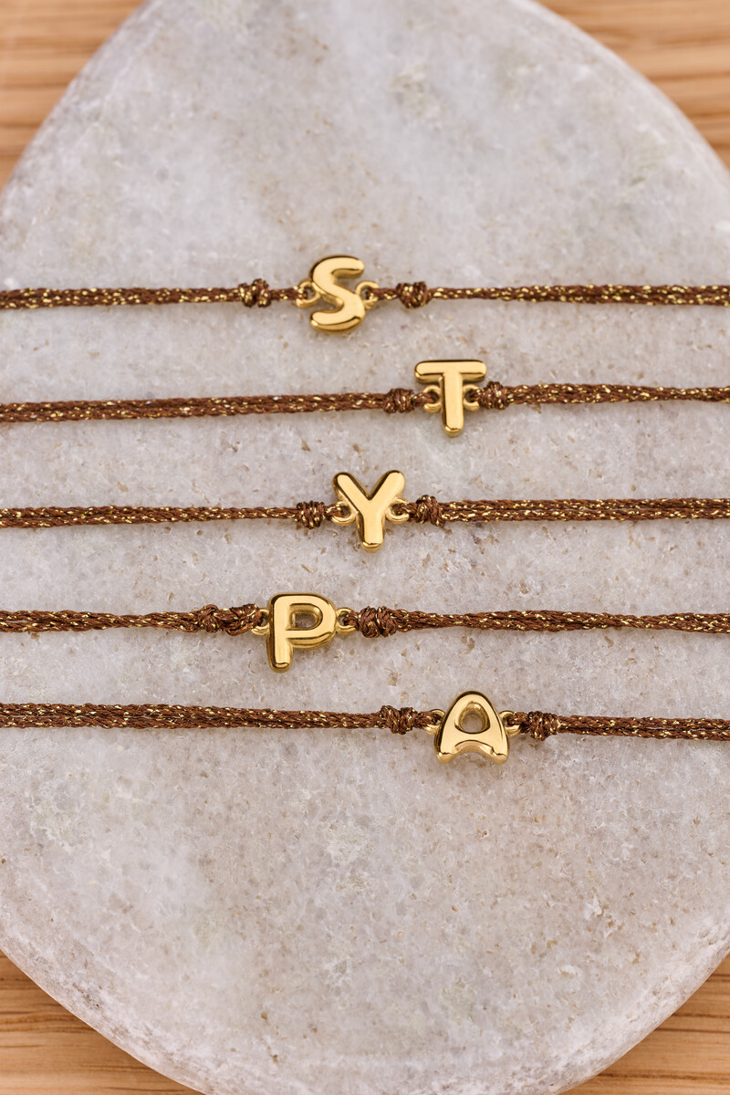 Initial brown lurex rope bracelet | My Jewellery