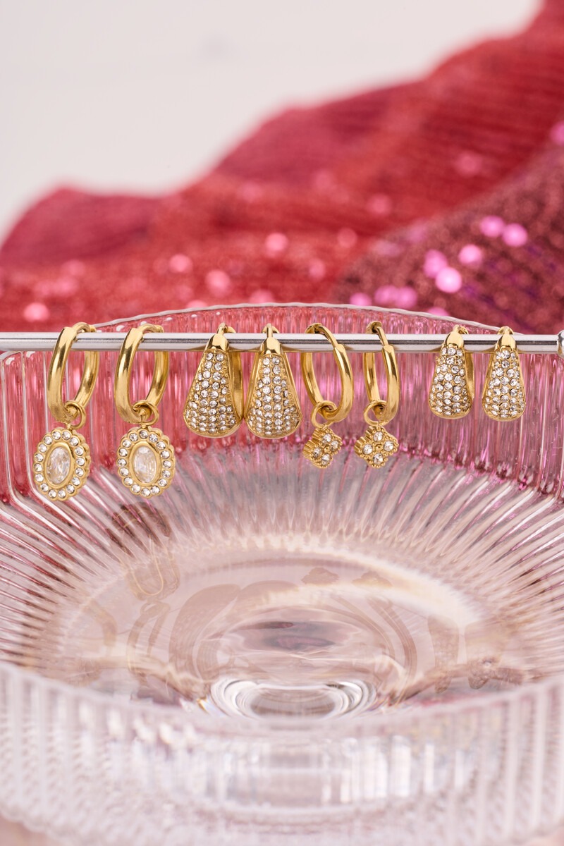 Magical hoop earrings with oval rhinestone | My Jewellery