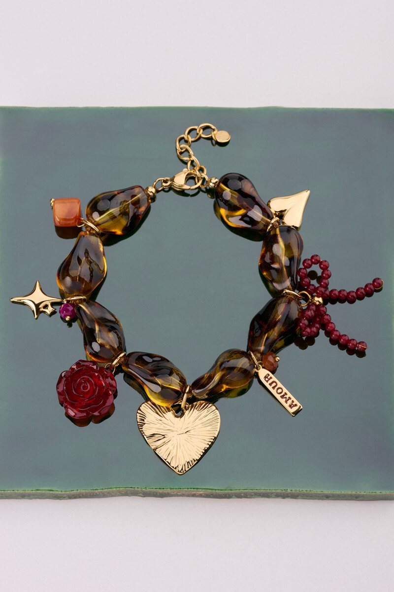 Leopard print beaded bracelet with charms | My Jewellery