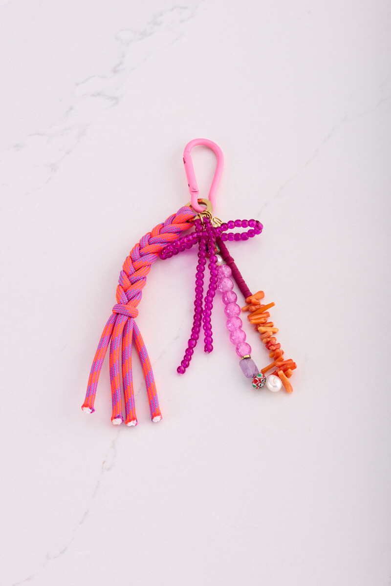 Pink key ring with beads