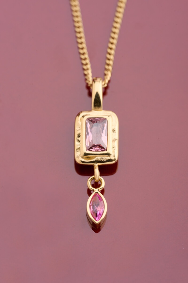 Vintage necklace with square light pink rhinestone | My Jewellery