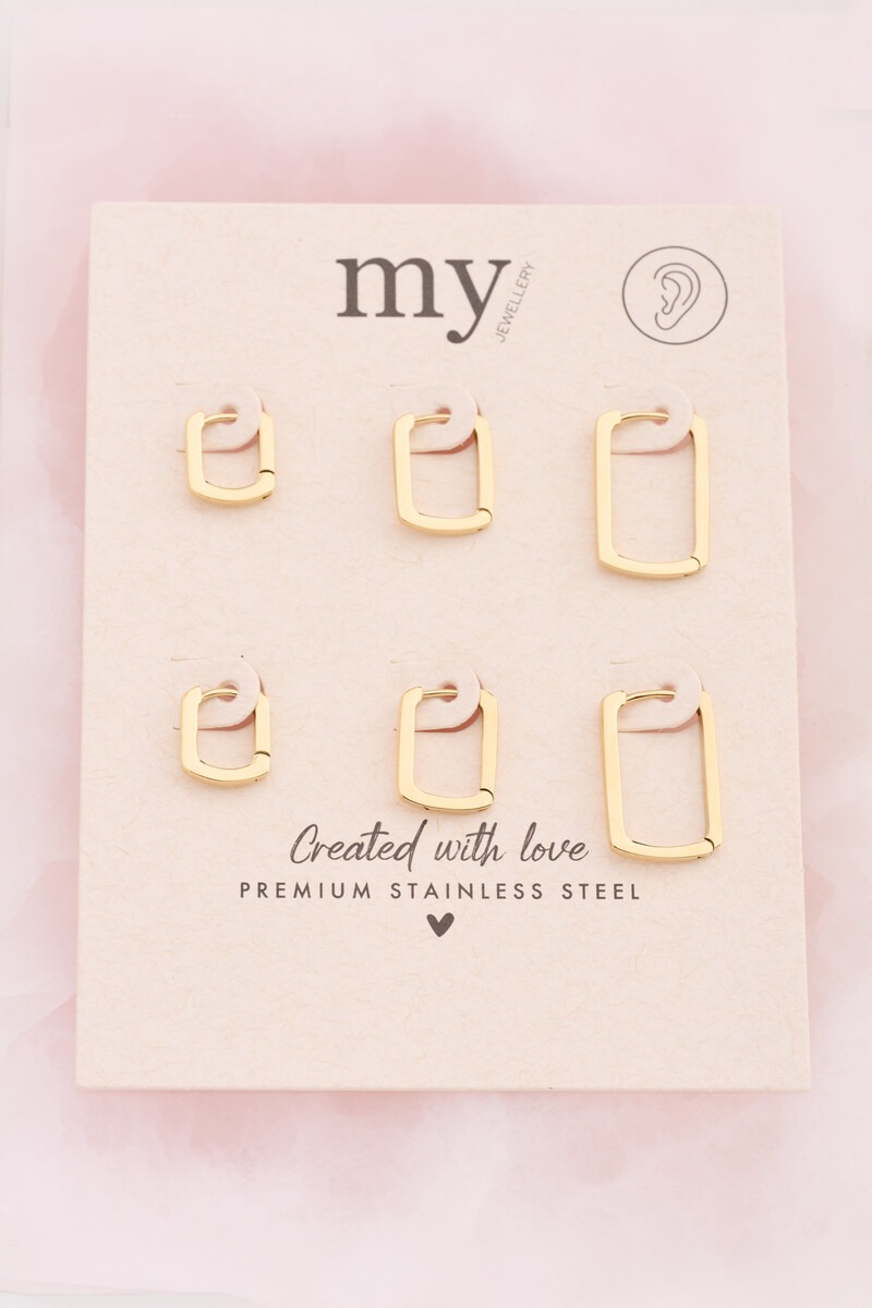 Ear game set of three square hoop earrings | My Jewellery