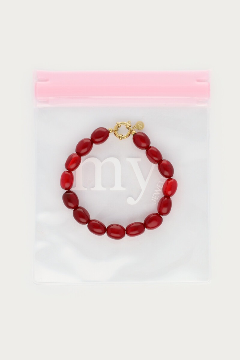 Fortune burgundy beaded bracelet with clasp | My Jewellery