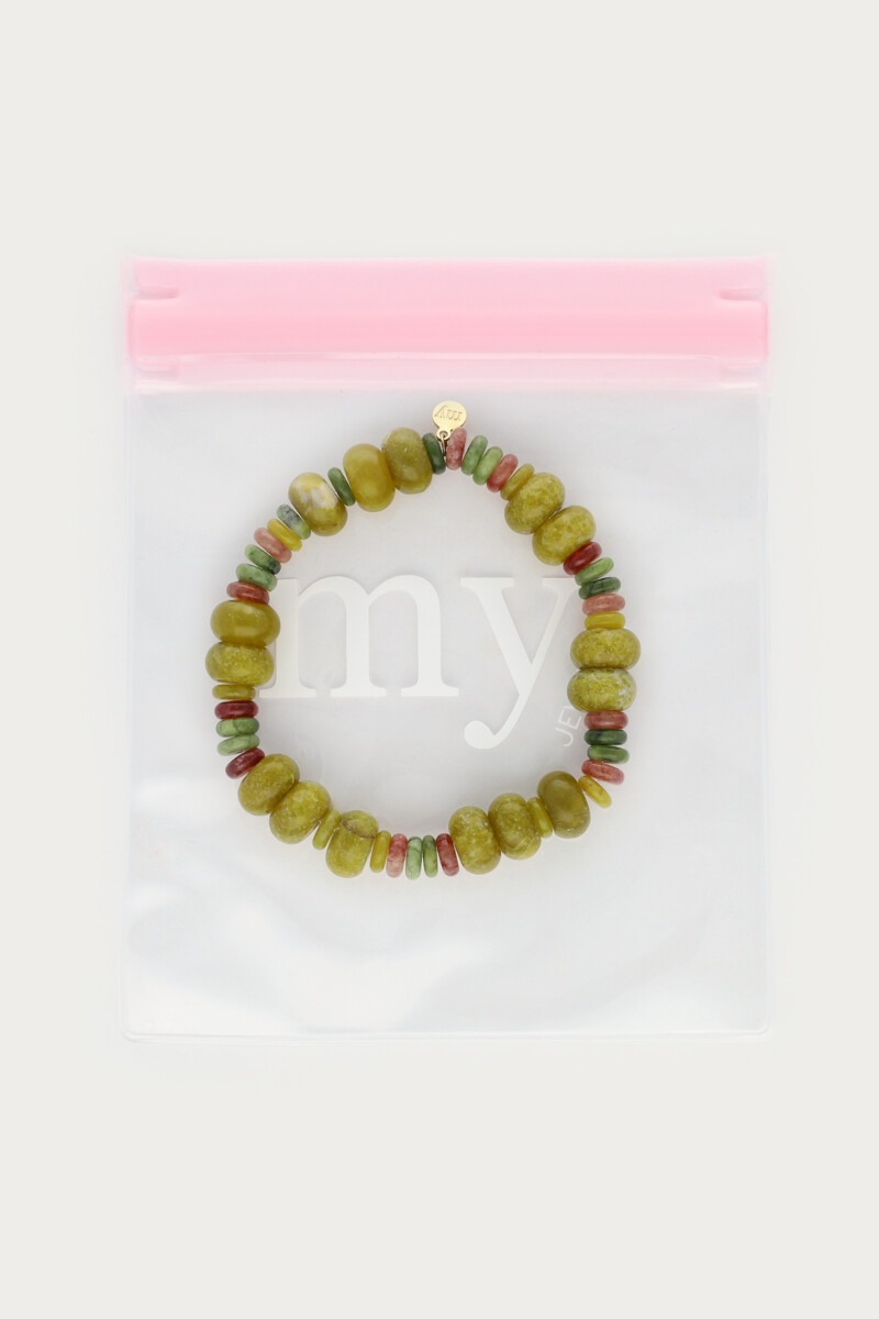 Fortune green elastic beaded bracelet | My Jewellery