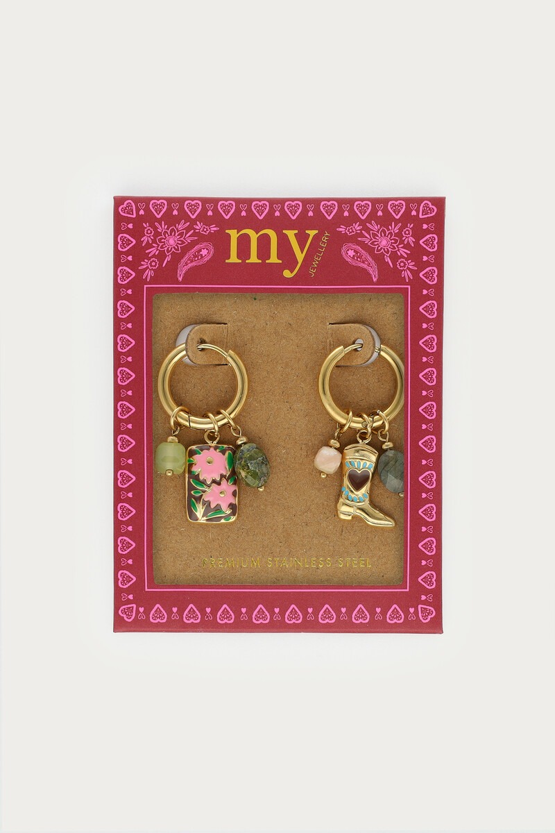 Fortune hoop earrings with beads and western boot | My Jewellery