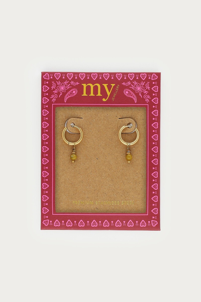 Fortune hoop earrings with green beads | My Jewellery