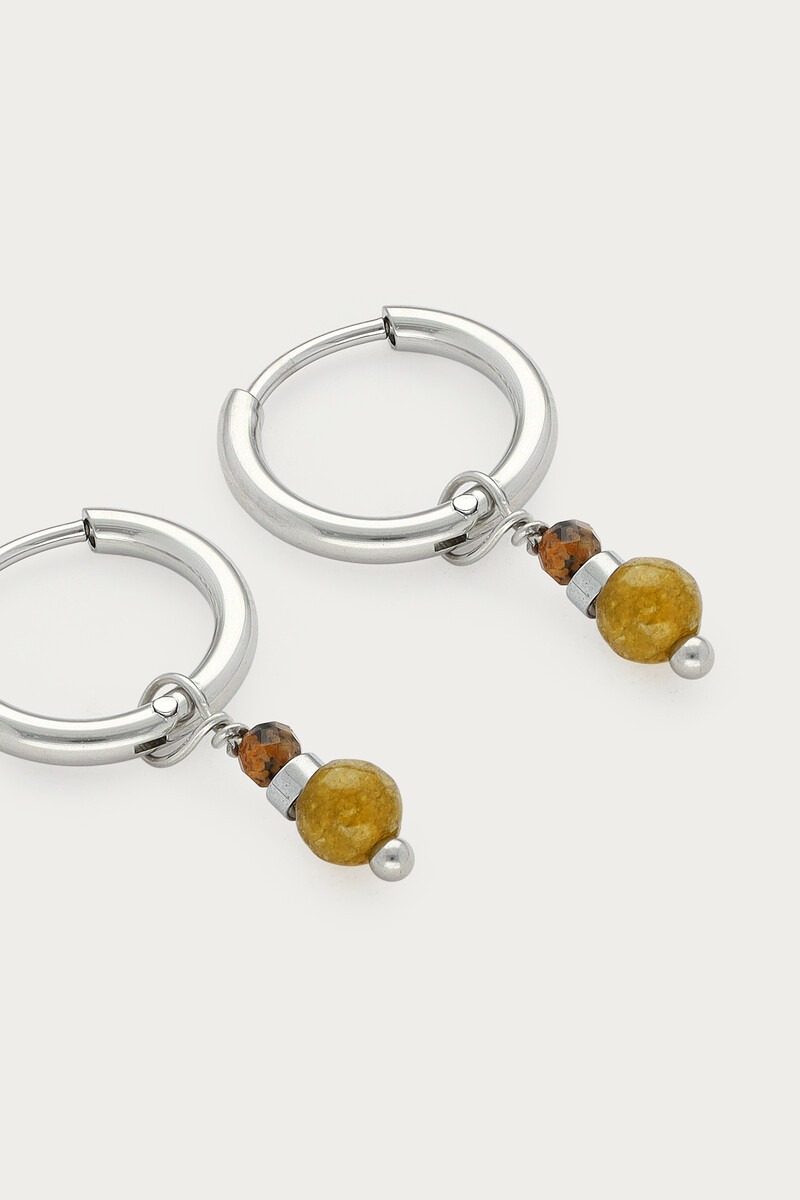 Fortune hoop earrings with green beads | My Jewellery