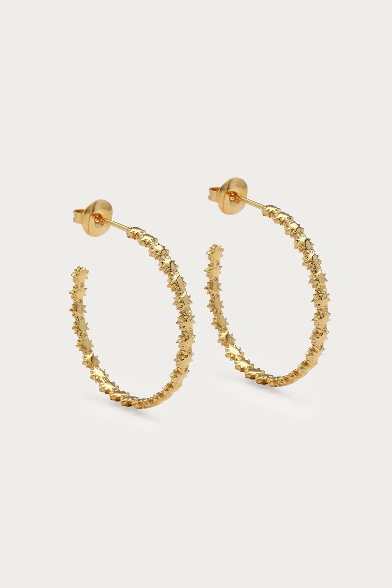 Fortune hoop earrings with mini sun