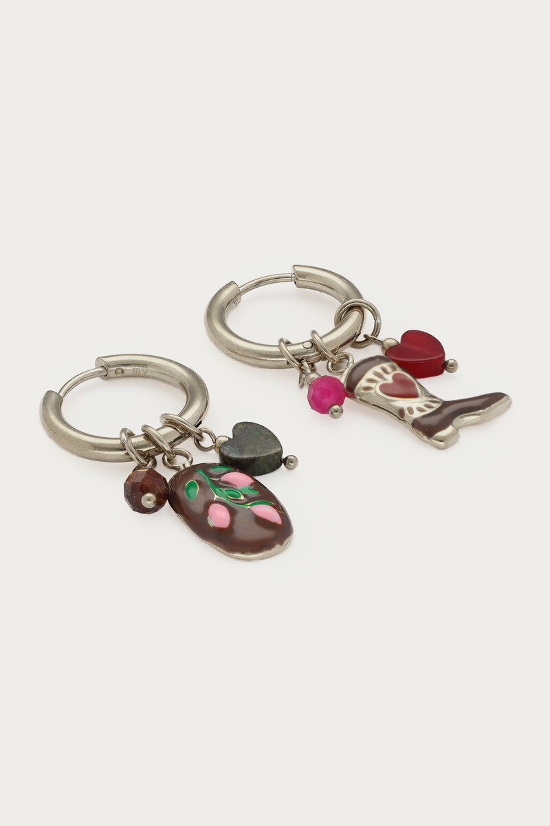 Fortune hoop earrings with multicoloured charms | My Jewellery