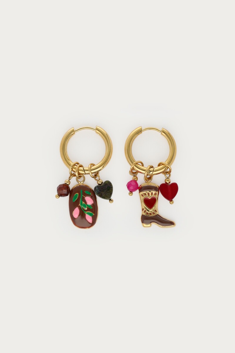 Fortune hoop earrings with multicoloured charms | My Jewellery