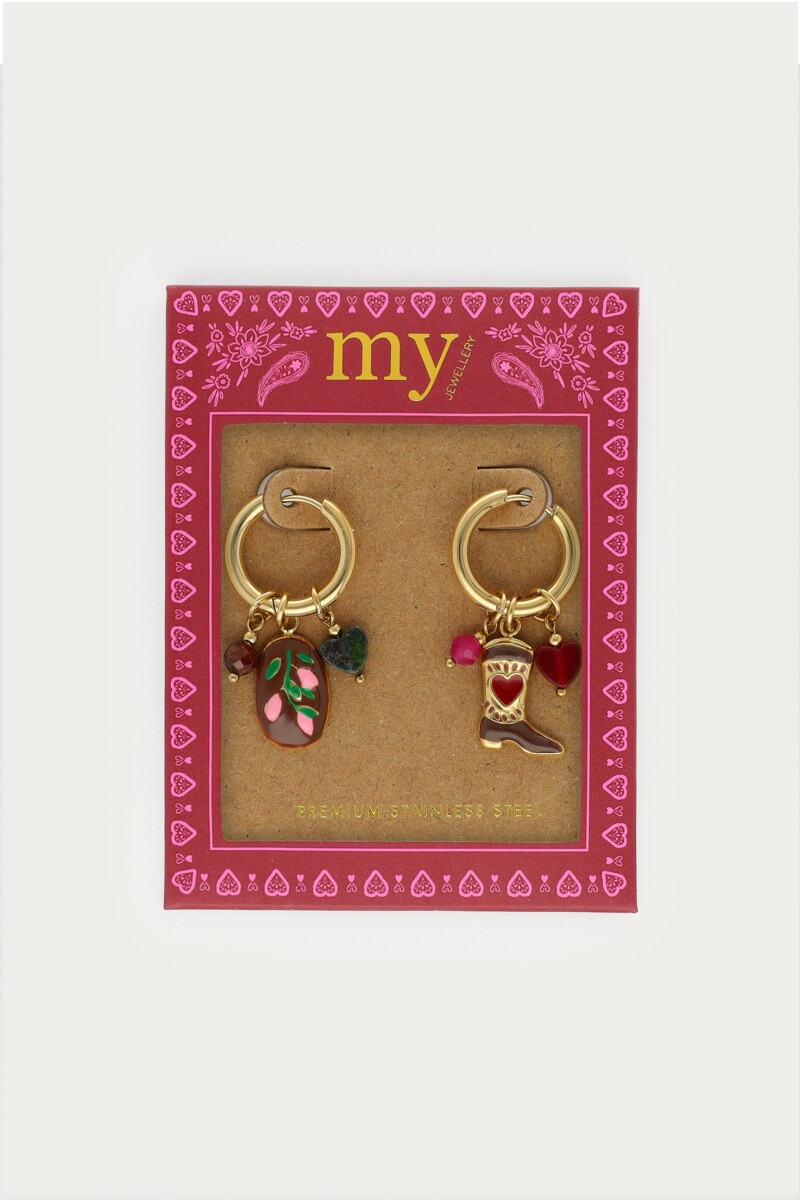 Fortune hoop earrings with multicoloured charms | My Jewellery